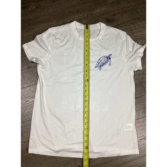 White "Respect The Locals" Turtle Print unisex T-Shirt Size M Casual Beach New - Picture 6 of 7